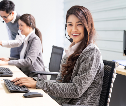 smiling call center working | IP Phone